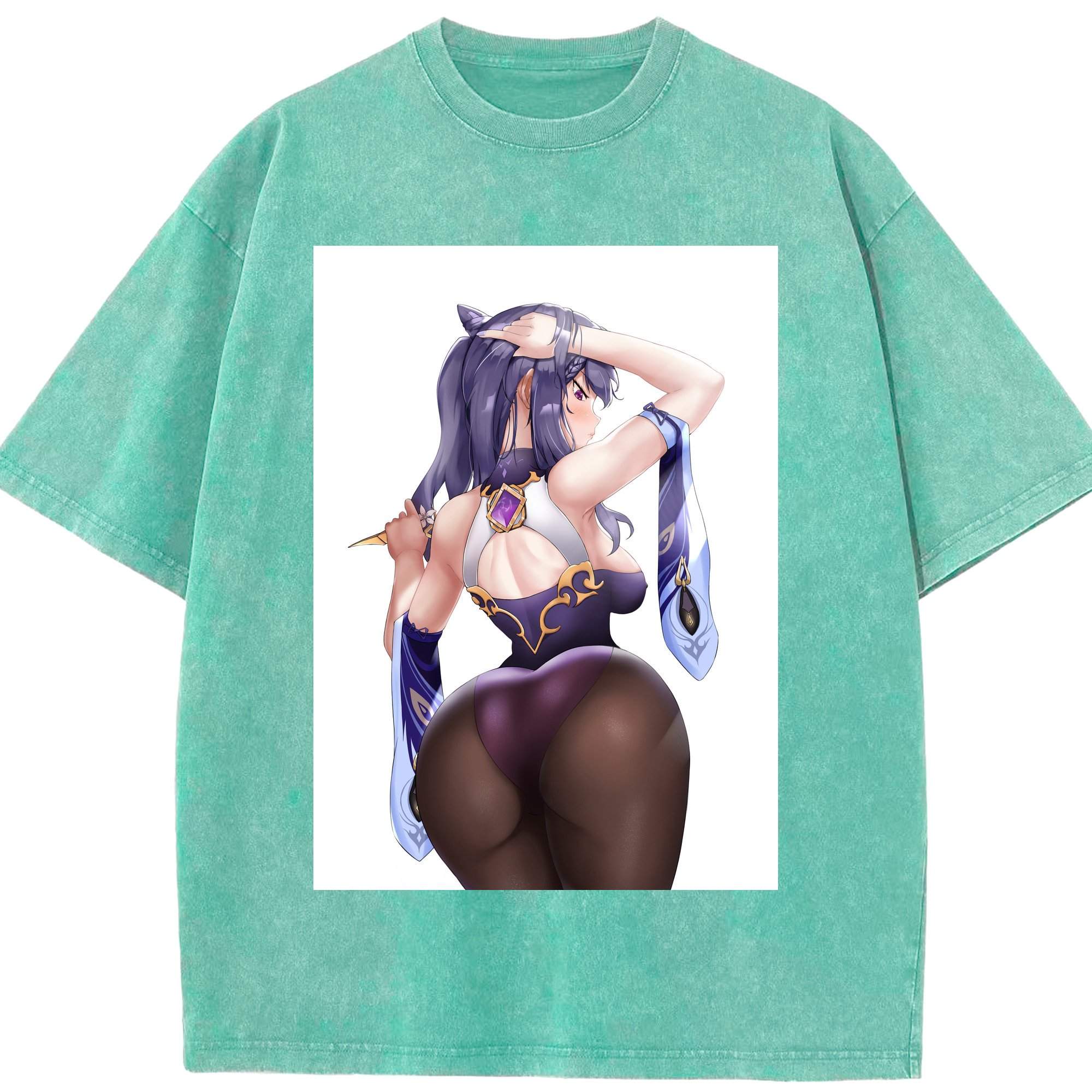 げんし神 刻晴 こくせい genshin Kokusei 綿100% ヴィンテージ風 半袖Tシャツ（フロントプリント）